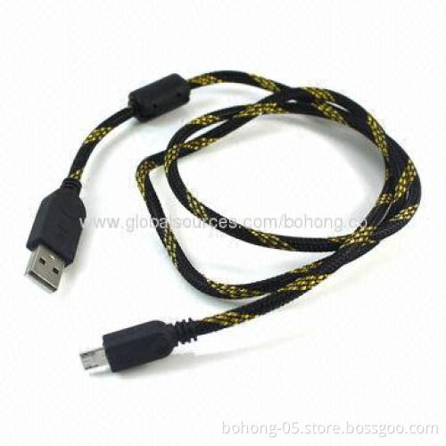 Gold hemp rope magnetic data cable, different colors are available, MOQ of 500pcs each color